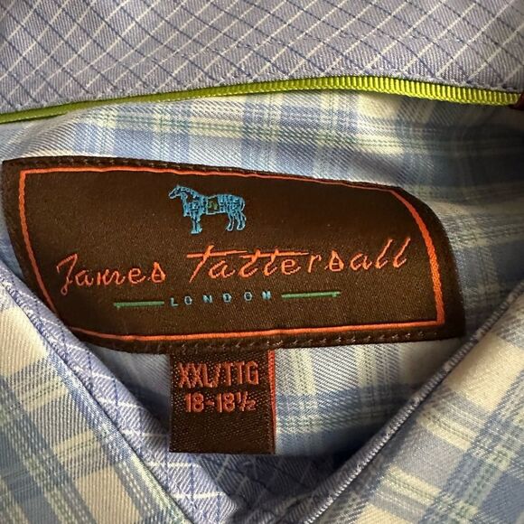 Men’s XXL shirt, blue and white, Neck size 18– 18 1/2 by JamesTattersall - Picture 3 of 9
